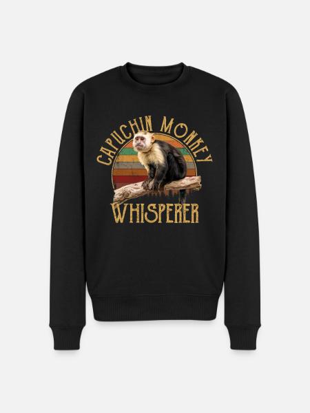 Capuchin monkey whisperer - Männer Premium Bio Pullover - Schwarz