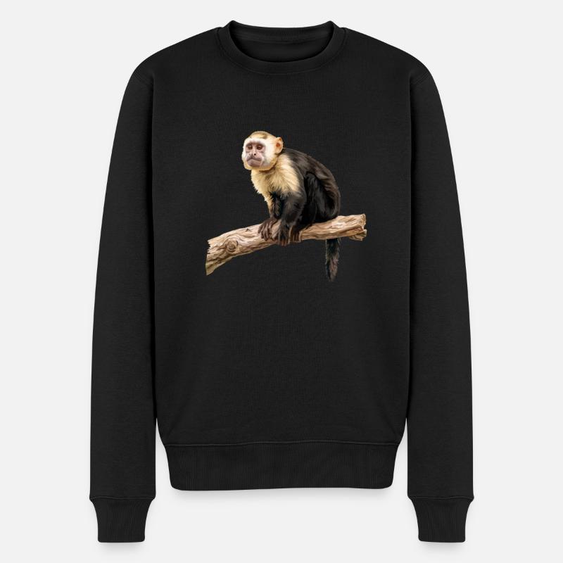 Capuchin monkey whisperer - Männer Premium Bio Pullover - Schwarz