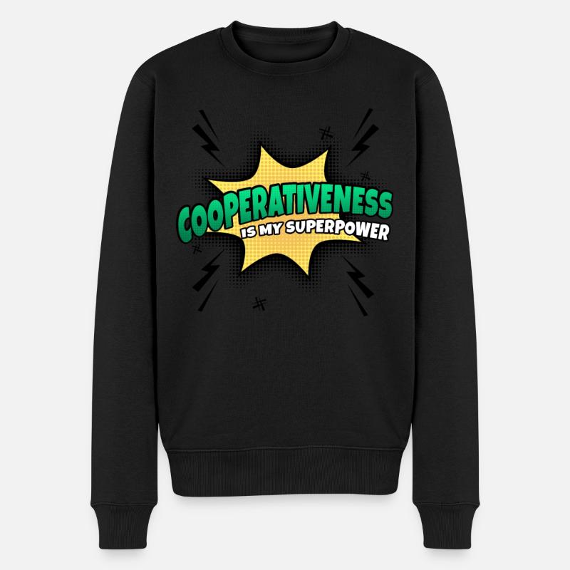 Kooperationsbereitschaft Ist Meine Superkraft - Männer Premium Bio Pullover - Schwarz