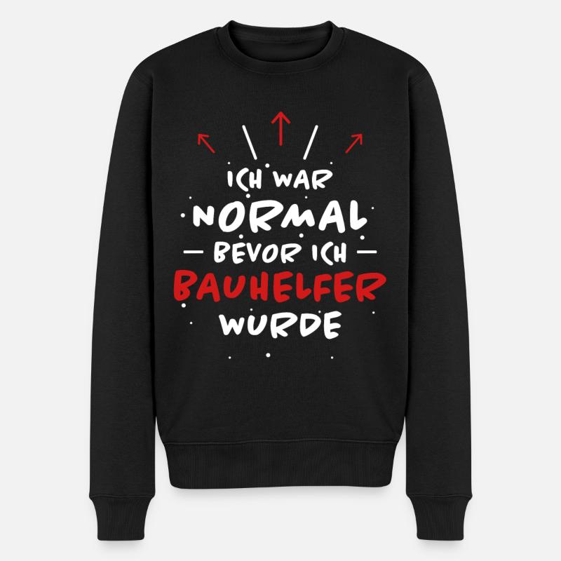 Bauhelfer Spruch Beruf Lustiges Bauhelfer Geschenk - Männer Premium Bio Pullover - Schwarz
