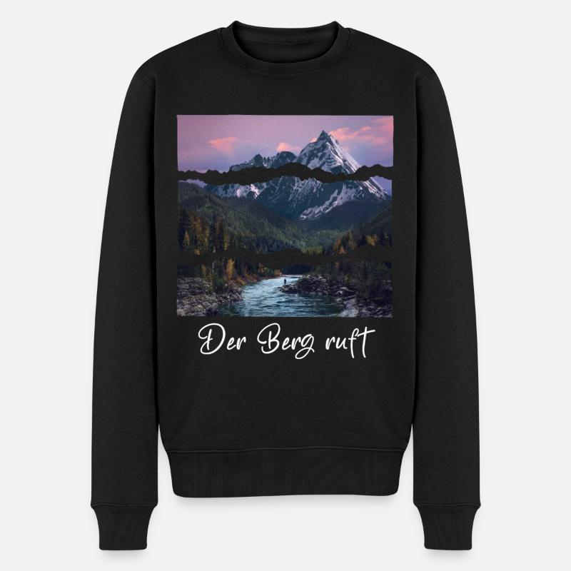 der berg ruft - Männer Premium Bio Pullover - Schwarz