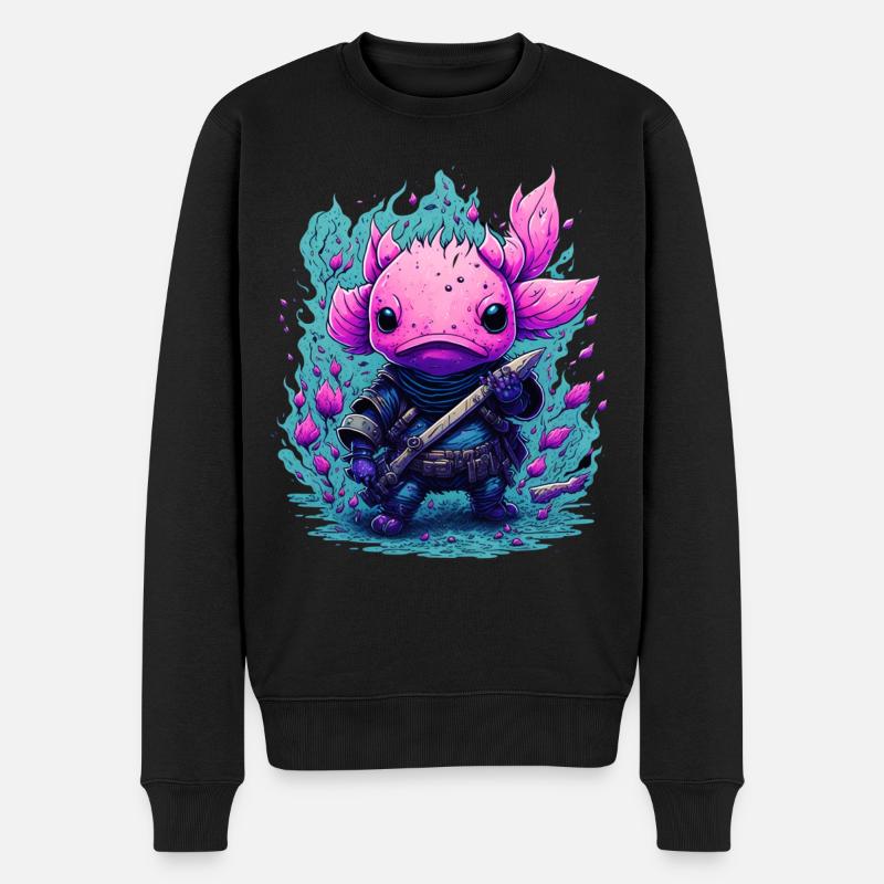Axolotl - Männer Premium Bio Pullover - Schwarz
