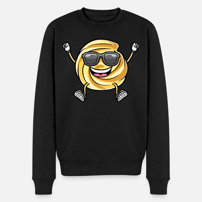 Tanzender Dänischer Butterkeks Mit Sonnenbrille - Männer Premium Bio Pullover - Schwarz