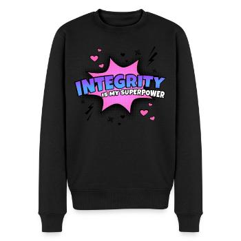 Integrity is my superpower trait - Men's Premium Organic Jumper - black - Front - Nico (187cm)