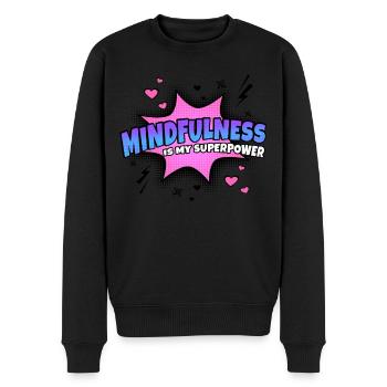 Mindfulness is my superpower trait - Men's Premium Organic Jumper - black - Front - Nico (187cm)