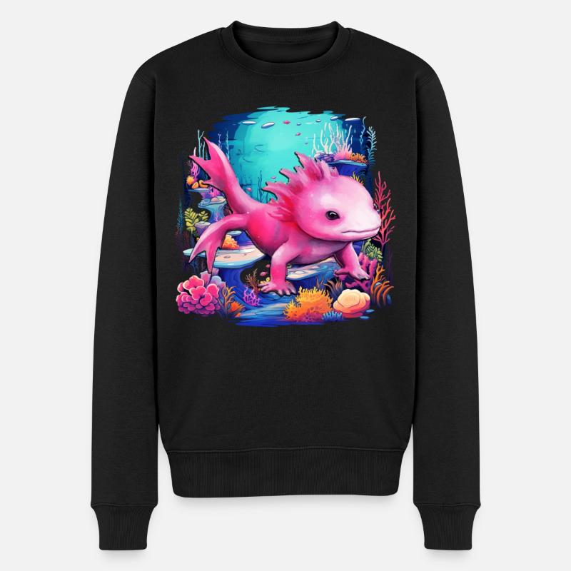 Axolotl - Männer Premium Bio Pullover - Schwarz