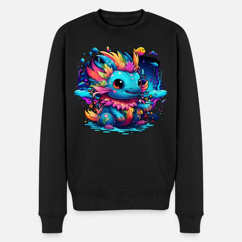 Axolotl - Männer Premium Bio Pullover - Schwarz
