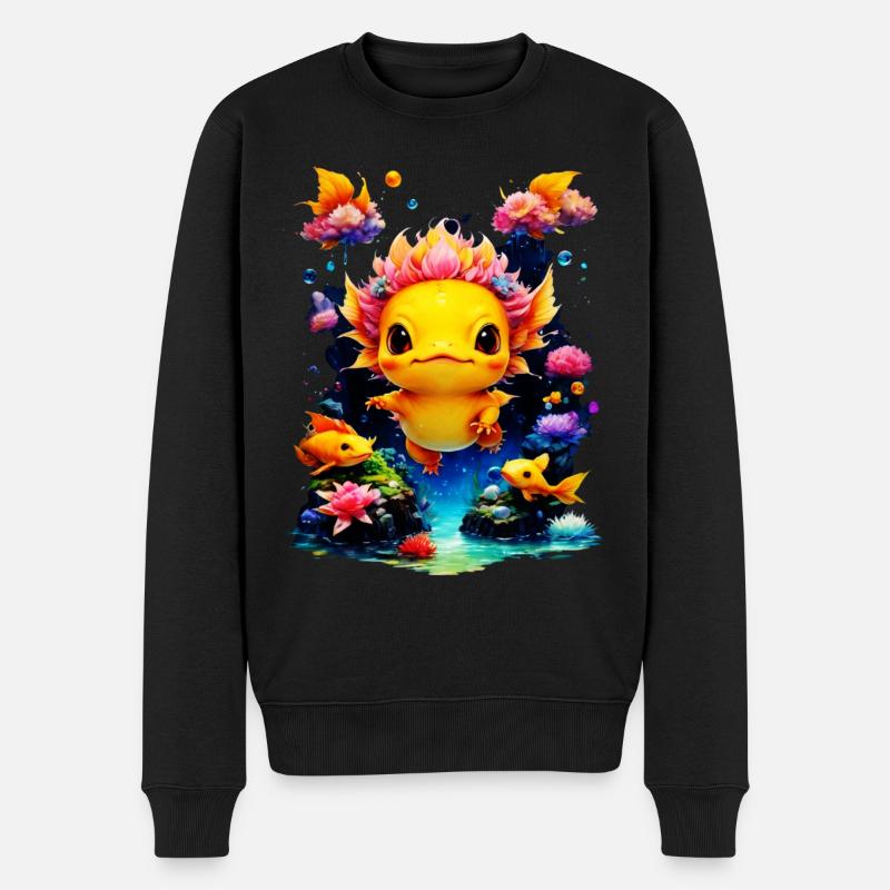 Axolotl - Männer Premium Bio Pullover - Schwarz