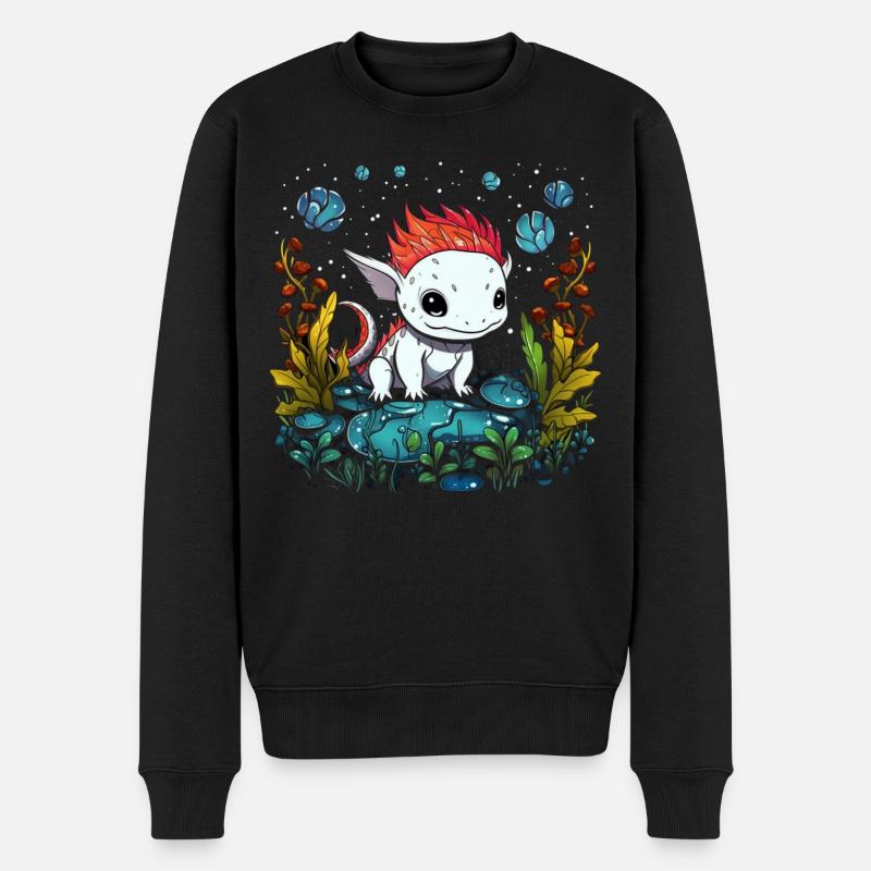 Axolotl - Männer Premium Bio Pullover - Schwarz