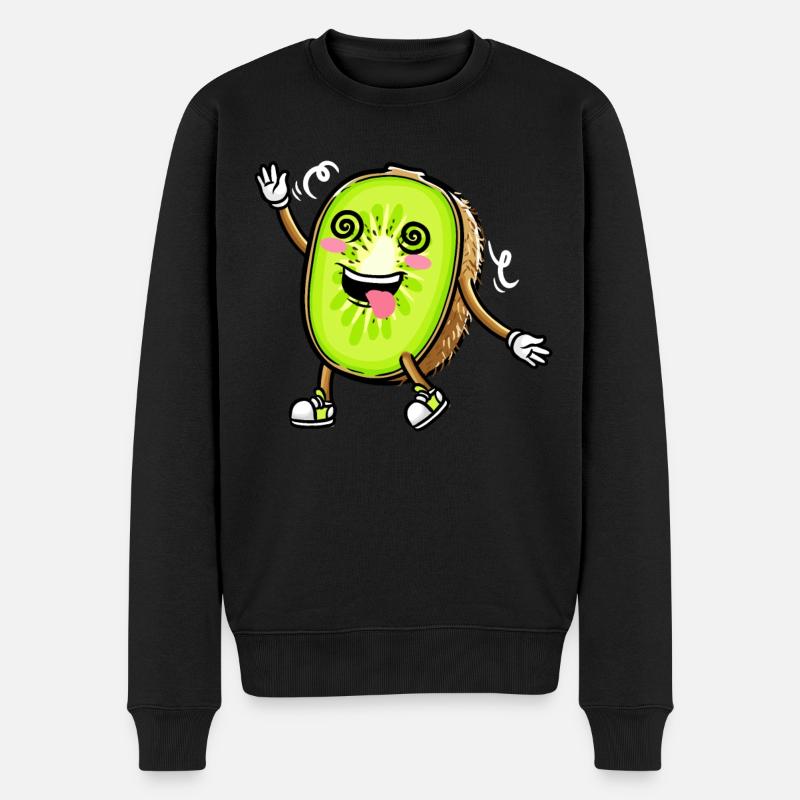 Kiwi fruit Kawaii émoticône - Pull Premium bio Homme - noir