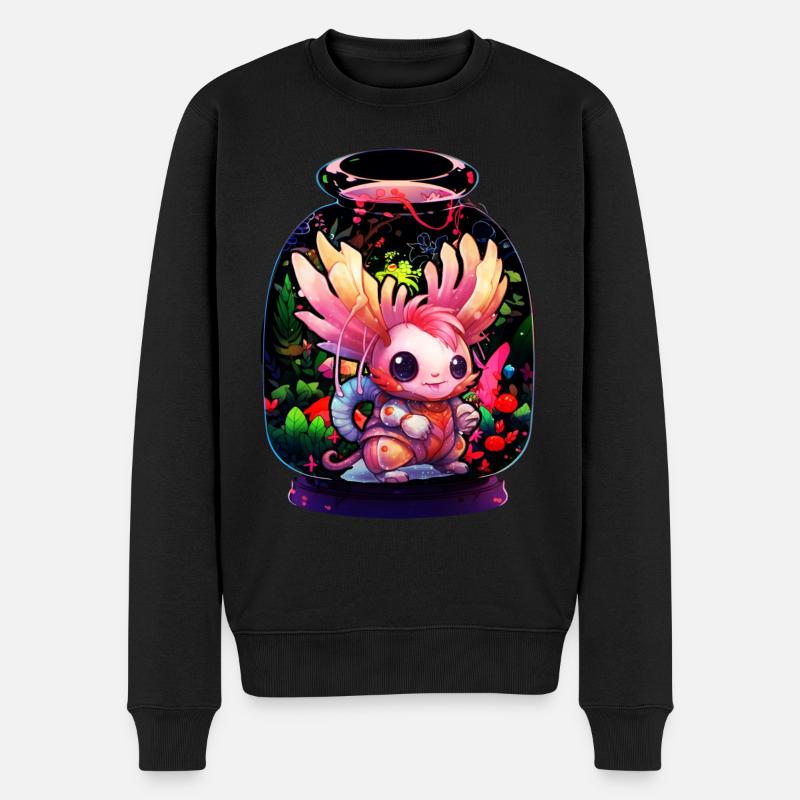 Axolotl - Männer Premium Bio Pullover - Schwarz