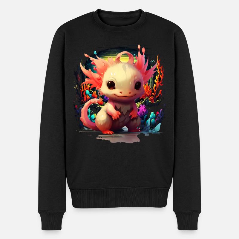 Axolotl - Männer Premium Bio Pullover - Schwarz