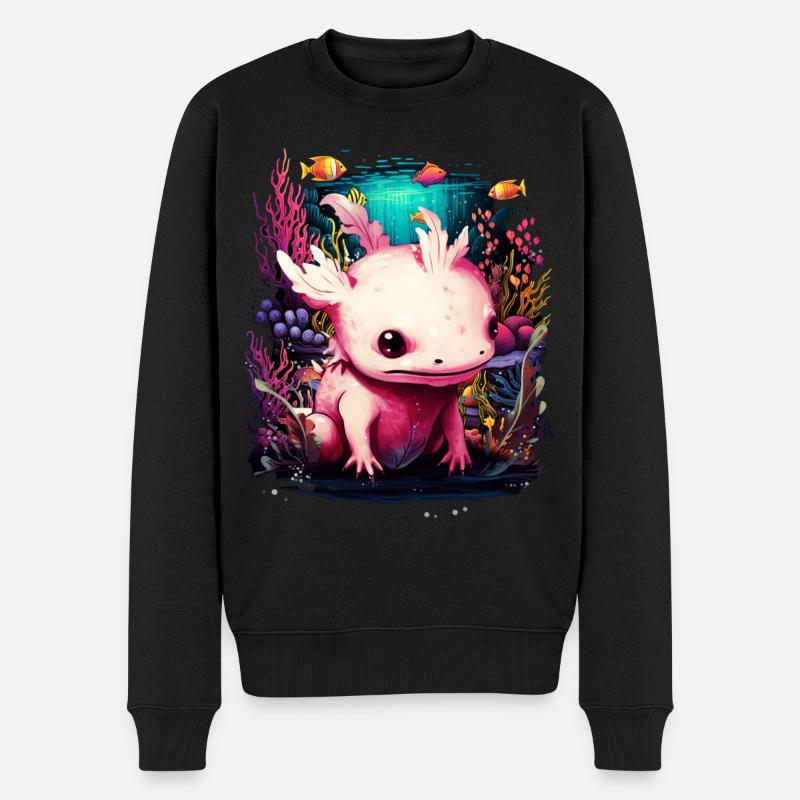 Axolotl - Männer Premium Bio Pullover - Schwarz