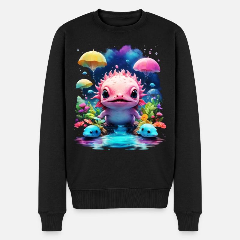 Axolotl - Männer Premium Bio Pullover - Schwarz