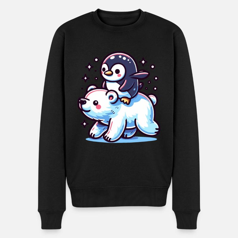 Pinguin und Eisbär Geschenk - Männer Premium Bio Pullover - Schwarz