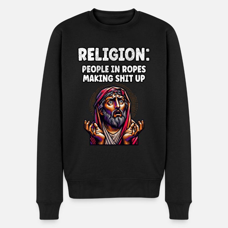 Lustiger Anti-Religions-Atheist-Agnostiker - Männer Premium Bio Pullover - Schwarz