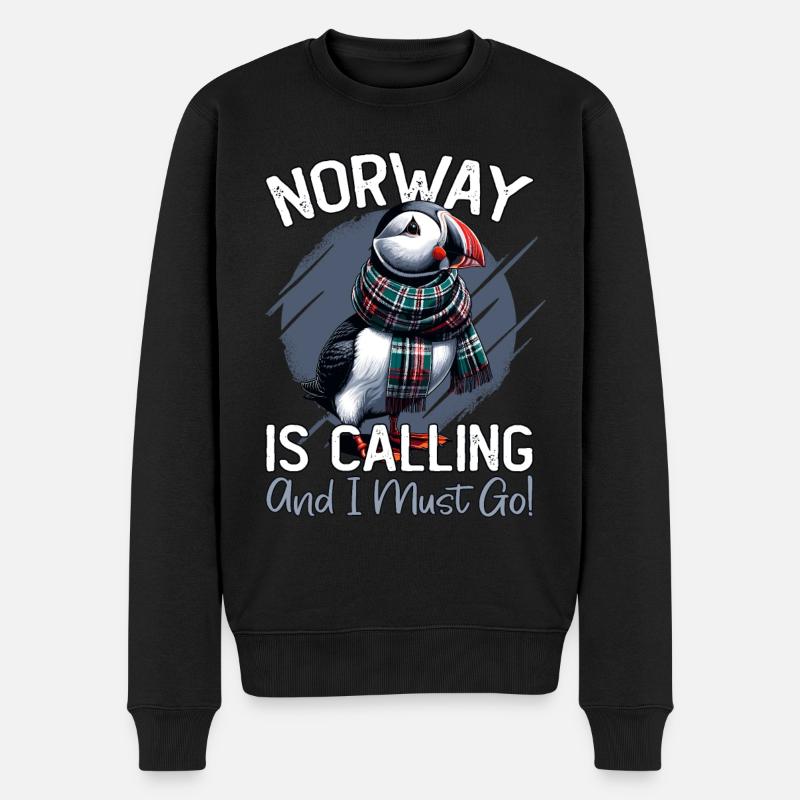 Norwegen, Papageientaucher, Norway Is Calling - Männer Premium Bio Pullover - Schwarz