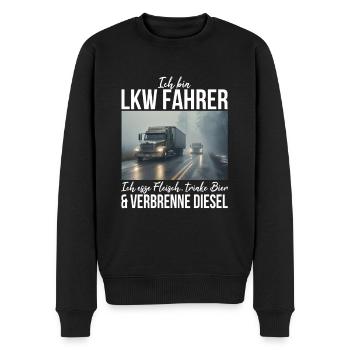 LKW Fahrer - Männer Premium Bio Pullover - Schwarz - Vorne - Nico (187cm)