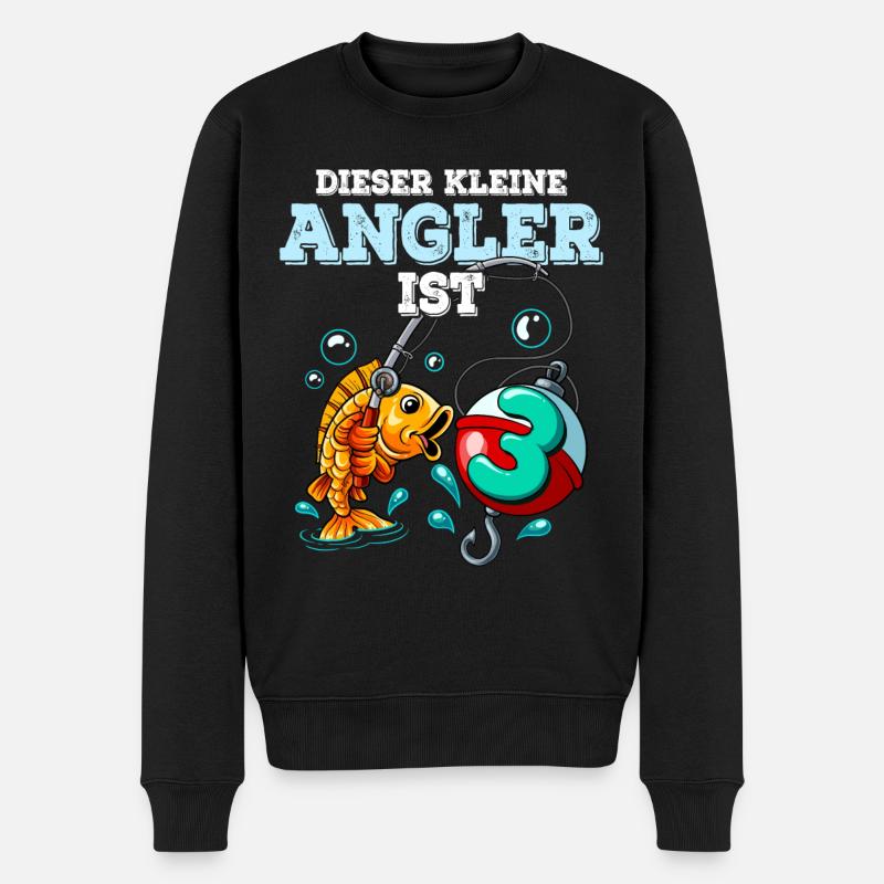 3 Geburtstag Angler Angeln - Männer Premium Bio Pullover - Schwarz