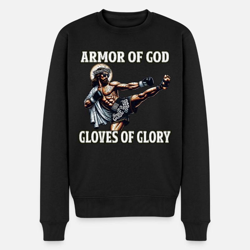 LustigJesus Gott Muay Thai Christliches Geschenk - Männer Premium Bio Pullover - Schwarz