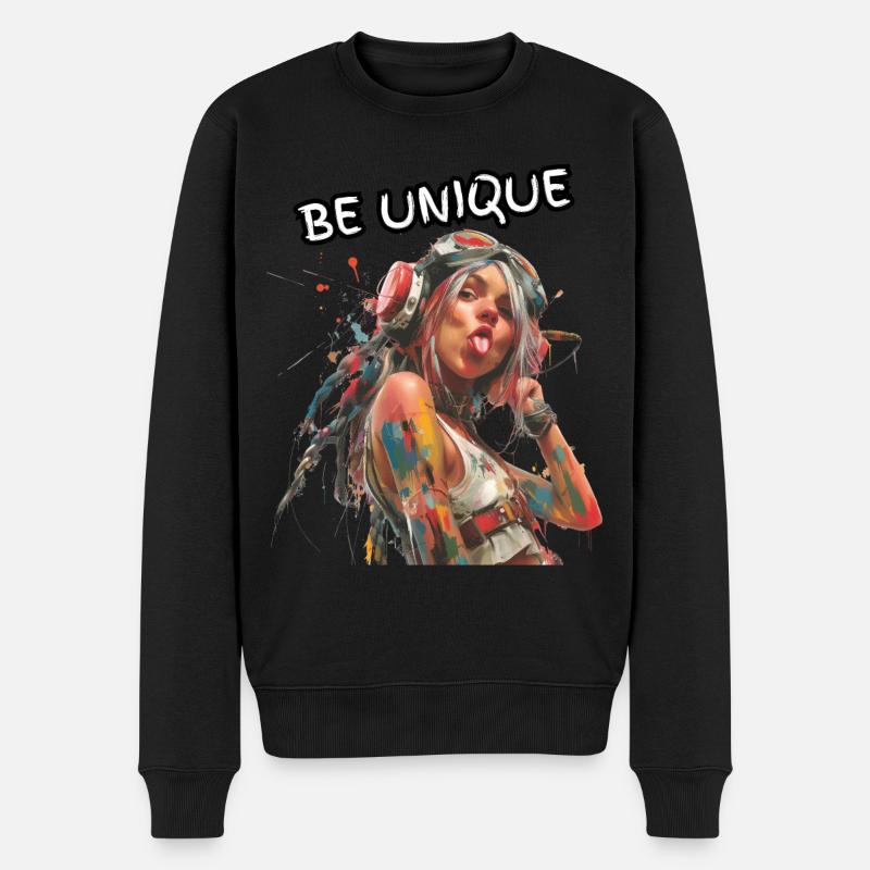 BE UNIQUE. Selbsttreue, Selbstbewusst, Individual, - Männer Premium Bio Pullover - Schwarz