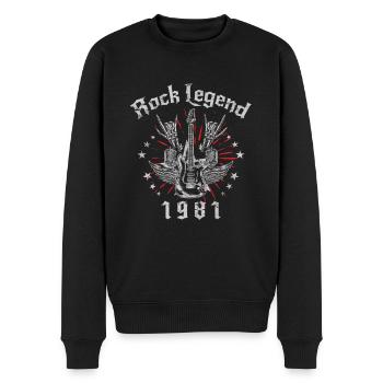 1981 Geburtstag Rock Legends Gitarre - Männer Premium Bio Pullover - Schwarz - Vorne - Nico (187cm)