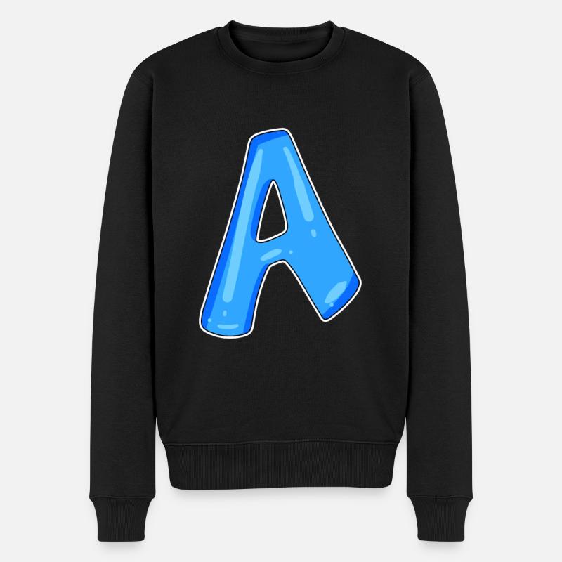 Buchstabe A Anfangsbuchstabe - Männer Premium Bio Pullover - Schwarz
