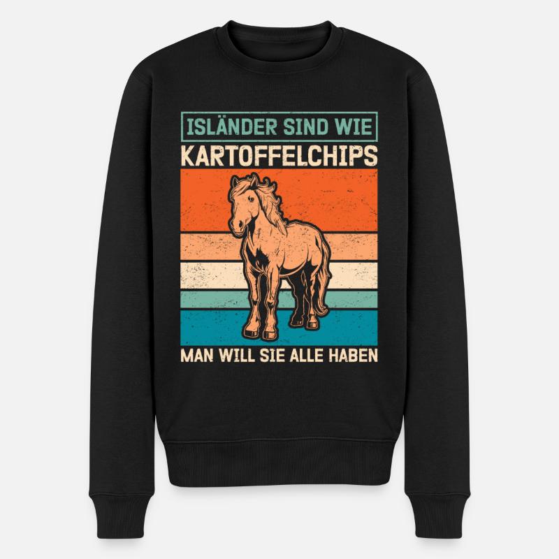 Islandpferd Isländer Isi Islandpony Geschenk - Männer Premium Bio Pullover - Schwarz