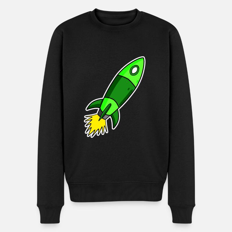 Motif Fusée - Fusée Verte - Pull Premium bio Homme - noir