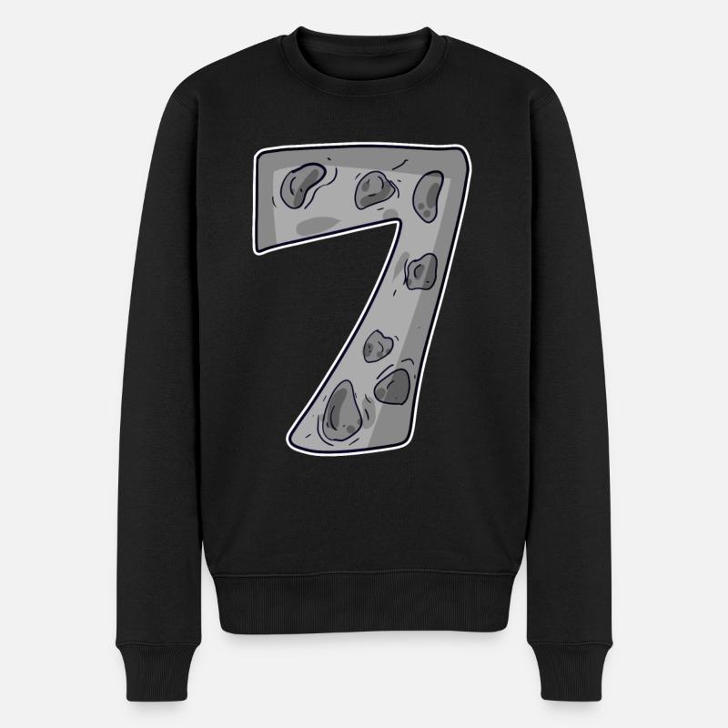 7 Zahl Sieben Nummer Symbol Zeichen - Männer Premium Bio Pullover - Schwarz