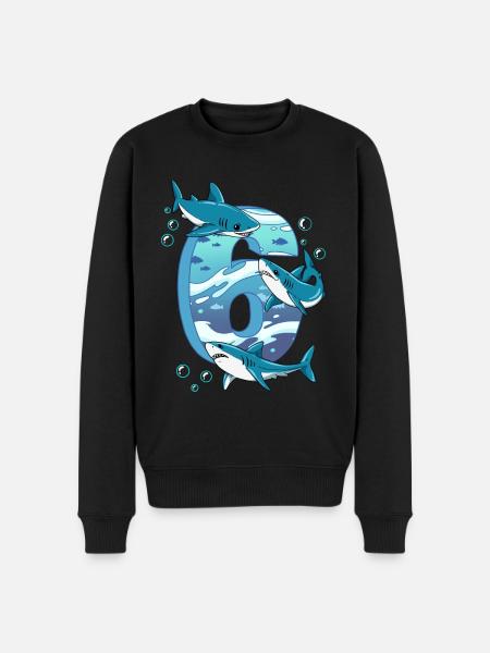 Requin du 6e anniversaire - Pull Premium bio Homme - noir
