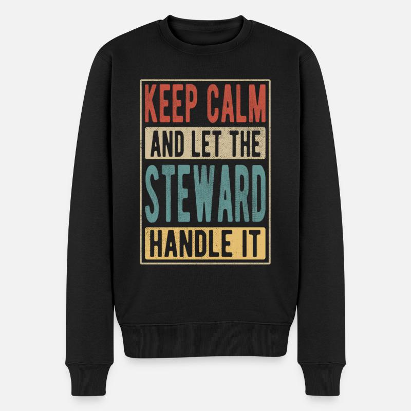 Steward Retro Geschenk - Männer Premium Bio Pullover - Schwarz