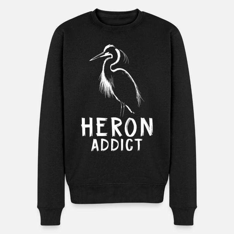 Heron Addict - Männer Premium Bio Pullover - Schwarz