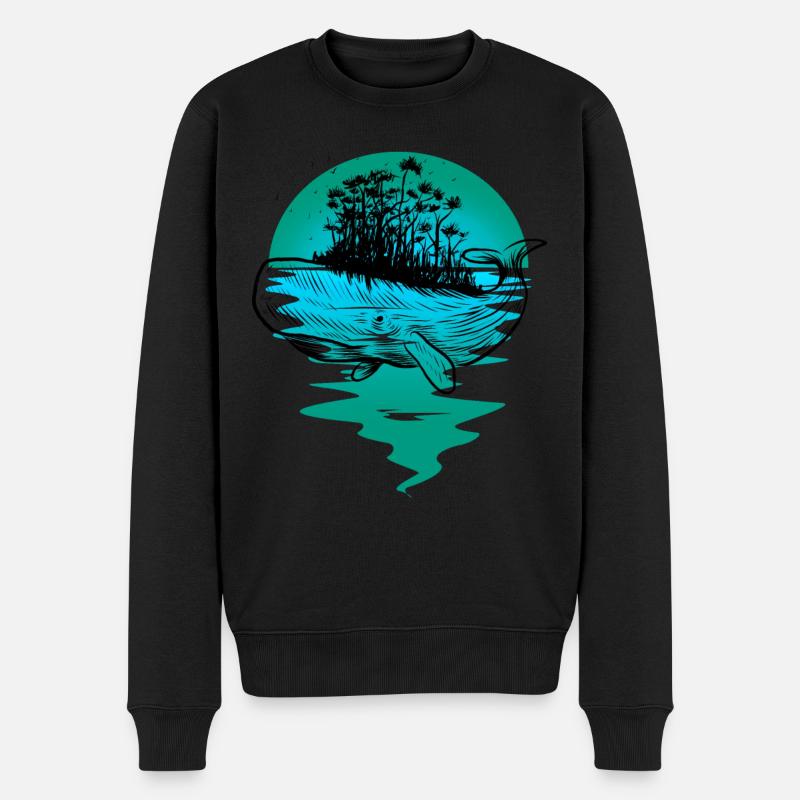 Wal Fisch Ozean Meeressäuger - Männer Premium Bio Pullover - Schwarz