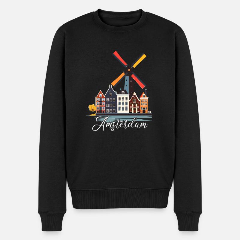 Amsterdam Netherlands Dutch - Männer Premium Bio Pullover - Schwarz