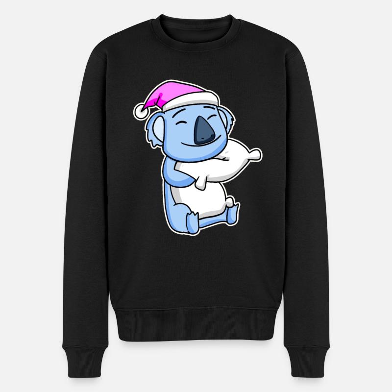 Koala Bär Müde Ausschlafen Schlafen Mädchen - Männer Premium Bio Pullover - Schwarz