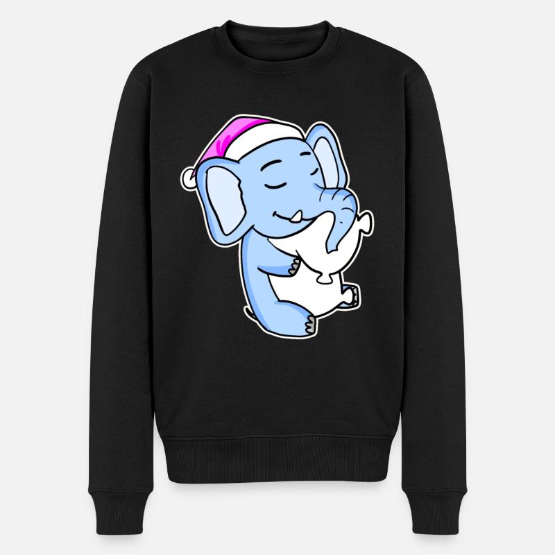 Elefant Müde Ausschlafen Schlafen Mädchen - Männer Premium Bio Pullover - Schwarz