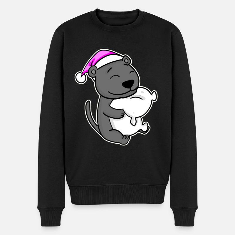 Schwarzer Panther Müde Ausschlafen Schlafen Rosa - Männer Premium Bio Pullover - Schwarz