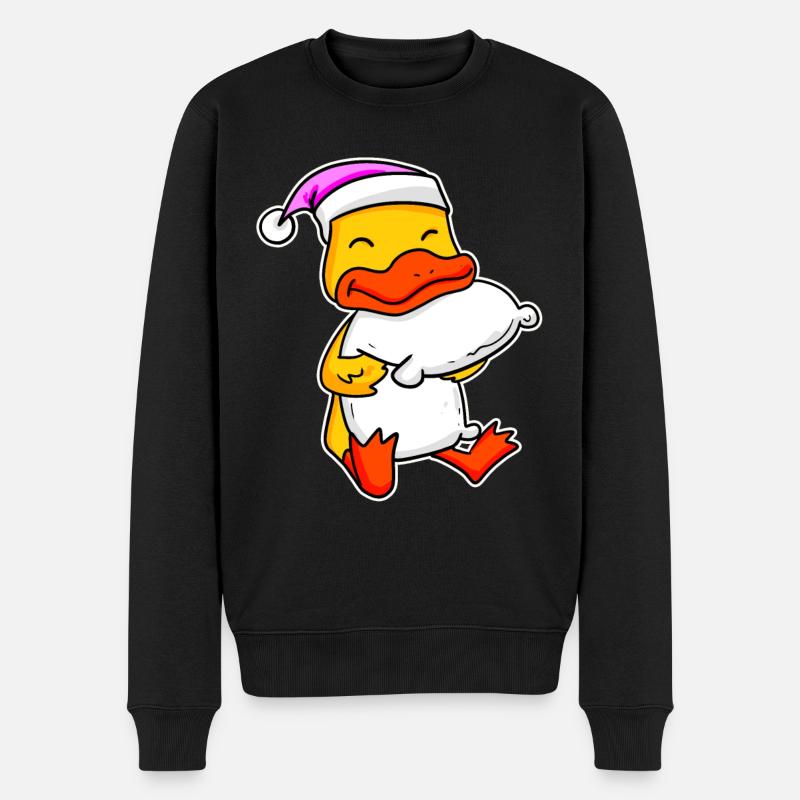 Ente Müde Ausschlafen Schlafen Mädchen - Männer Premium Bio Pullover - Schwarz