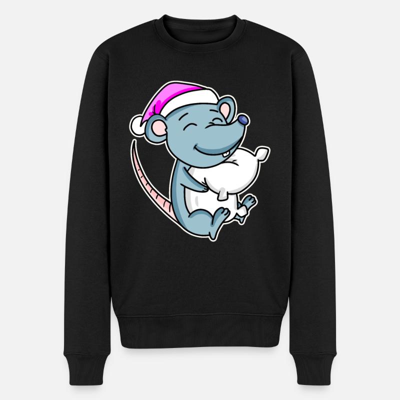 Maus Müde Ausschlafen Schlafen Mädchen - Männer Premium Bio Pullover - Schwarz