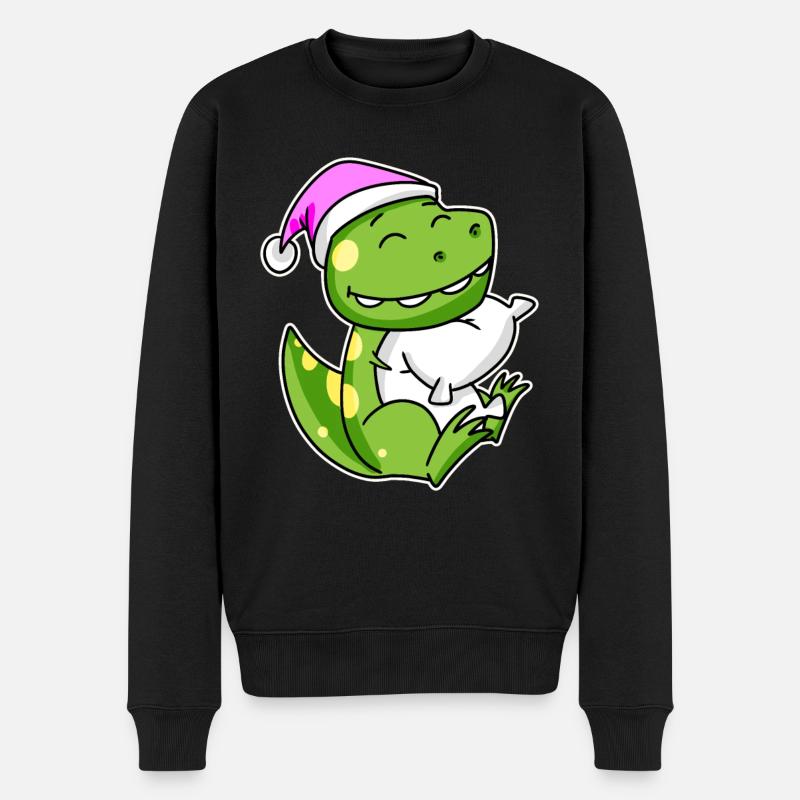 Dinosaurier Müde Ausschlafen Schlafen Mädchen - Männer Premium Bio Pullover - Schwarz