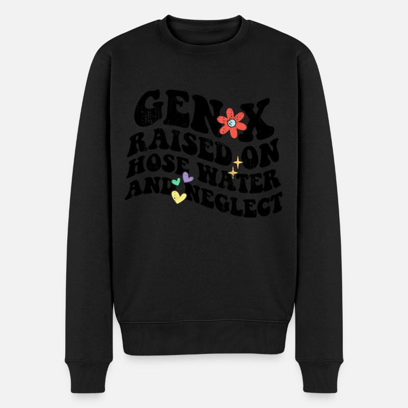 Retro Gen X Raised on Hose Water and Neglect - Männer Premium Bio Pullover - Schwarz