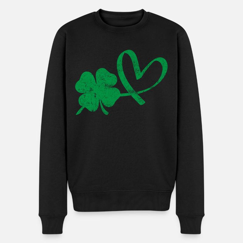 Cœur vert de trèfle irlandais - Pull Premium bio Homme - noir