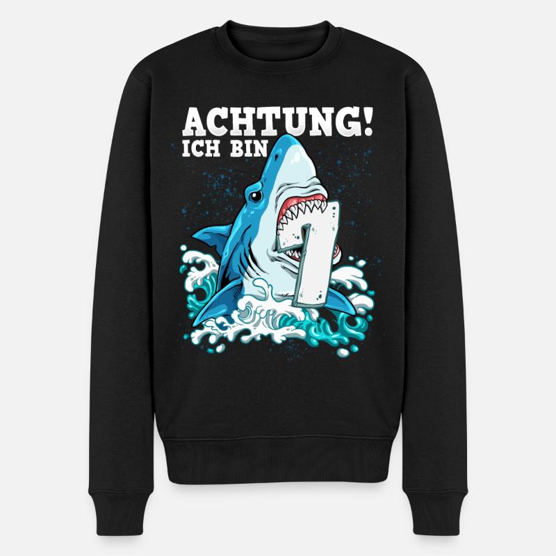 Requin du 7e anniversaire - Pull Premium bio Homme - noir