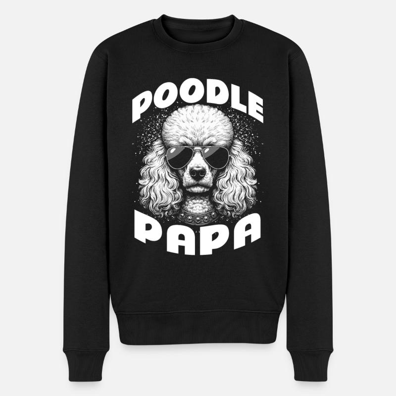 Poodle Papa - Männer Premium Bio Pullover - Schwarz