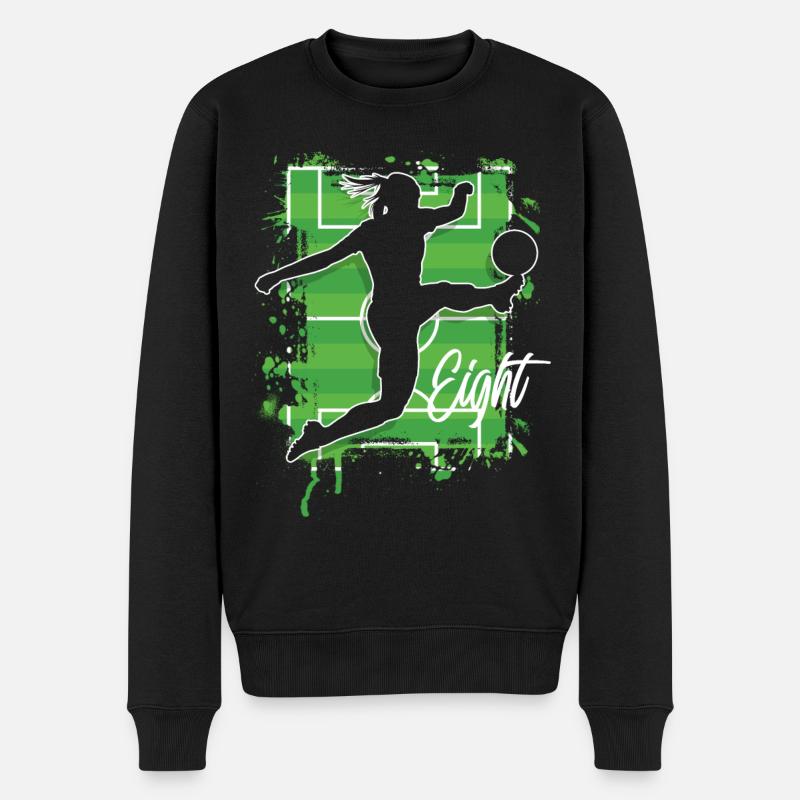 Fußballerin Fußball 8. Geburtstag - Männer Premium Bio Pullover - Schwarz
