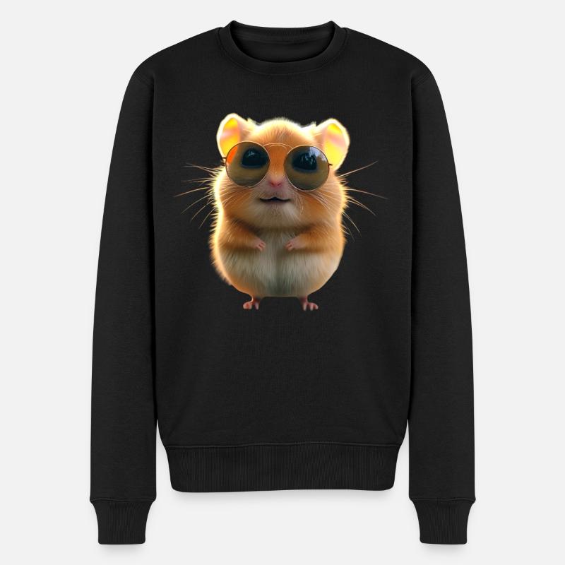 Hamster mit Sonnenbrille Goldhamster Süße Hamster - Männer Premium Bio Pullover - Schwarz