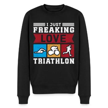 Triathlon Triathleten Athleten Triathlet Geschenk - Männer Premium Bio Pullover - Schwarz - Vorne - Nico (187cm)