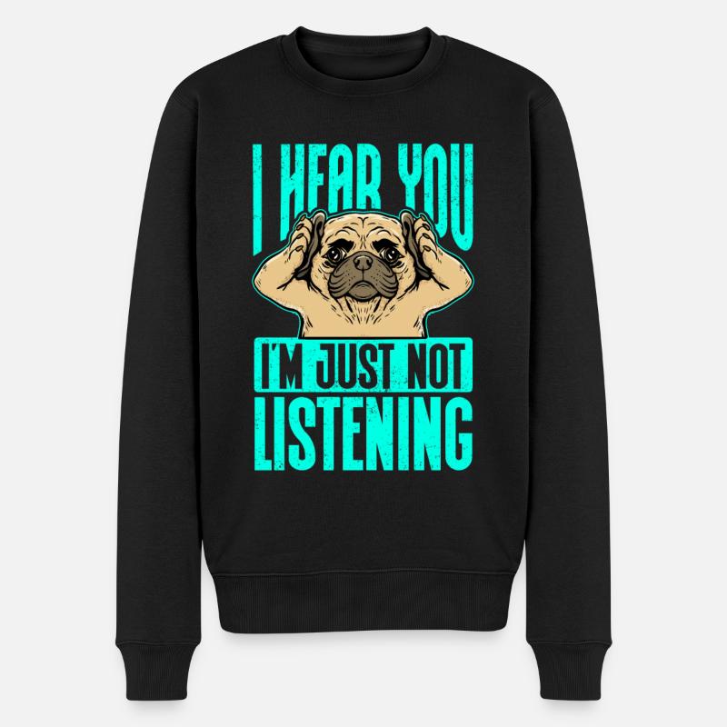 Mops Hunde Hundebesitzer Hundehalter Geschenk - Männer Premium Bio Pullover - Schwarz
