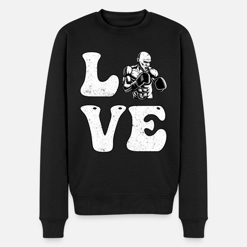 Liebe zum Boxen - Männer Premium Bio Pullover - Schwarz